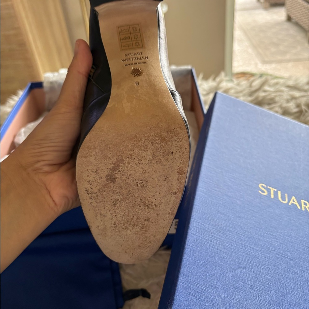 Stuart Weitzman Black Heeled Boots with Gold Zipper - *worn once - Picture 3 of 4